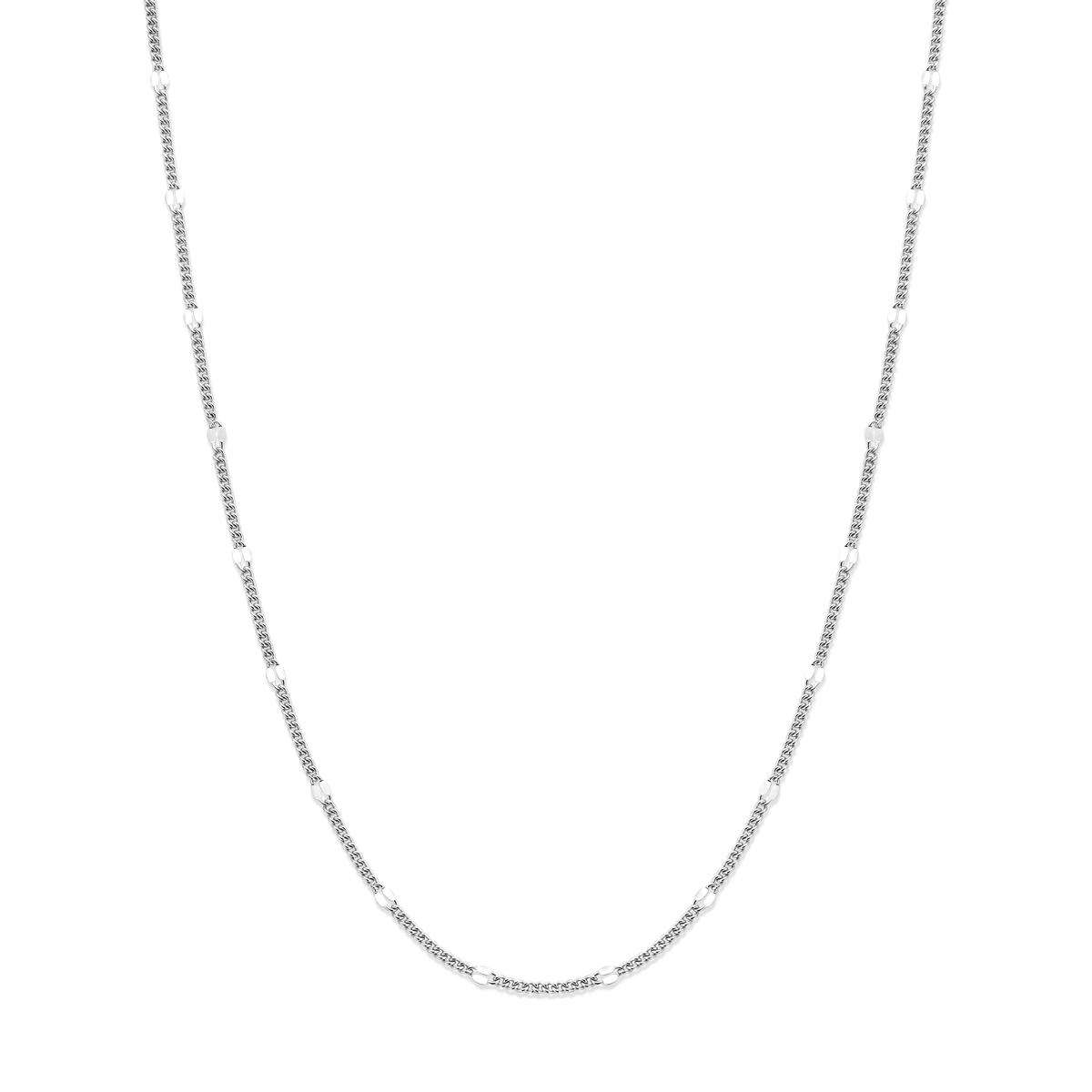 Gerhodineerd 925 zilveren collier met een schakelbreedte van 3mm. Het collier heeft een draaglengte van 37cm met een extensie van 5cm en een stevige karabijn sluiting.