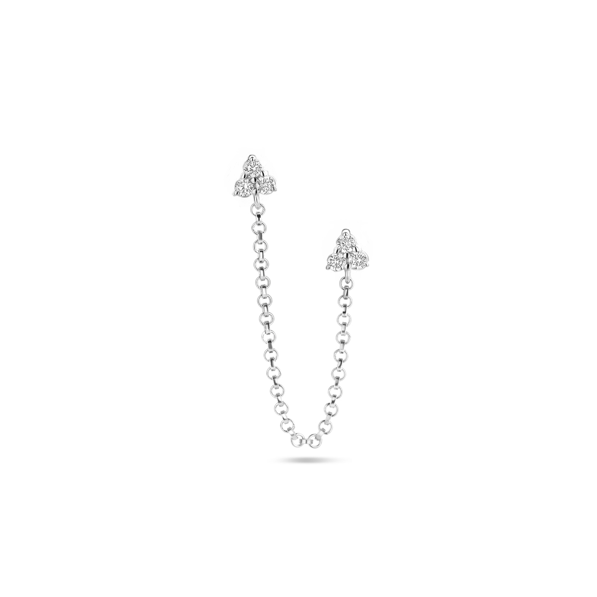 Gerhodineerd 925 zilveren oorknop geschikt voor meerdere gaatjes, uitgevoerd met zirkonia. De oorknop heeft een totale lengte van 47mm en een schakelbreedte van 1.4mm.  De oorknop wordt per stuk verkocht.