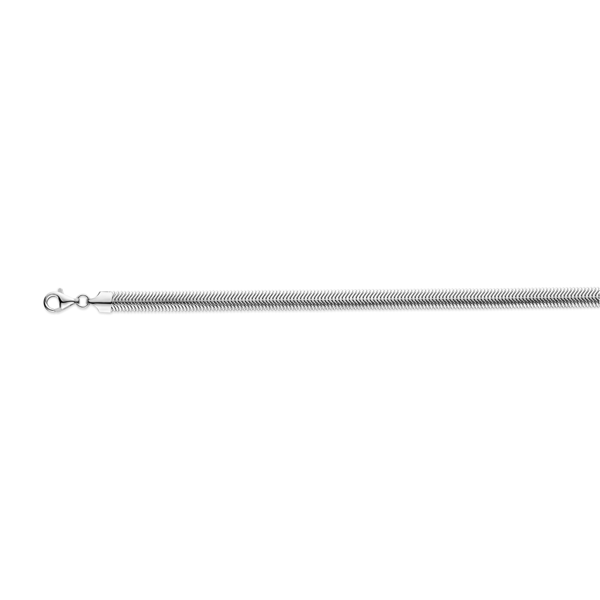 Gerhodineerd 925 zilveren slang bol met een breedte van 6.3mm. Uitgevoerd met een karabijnslot.&nbsp;
