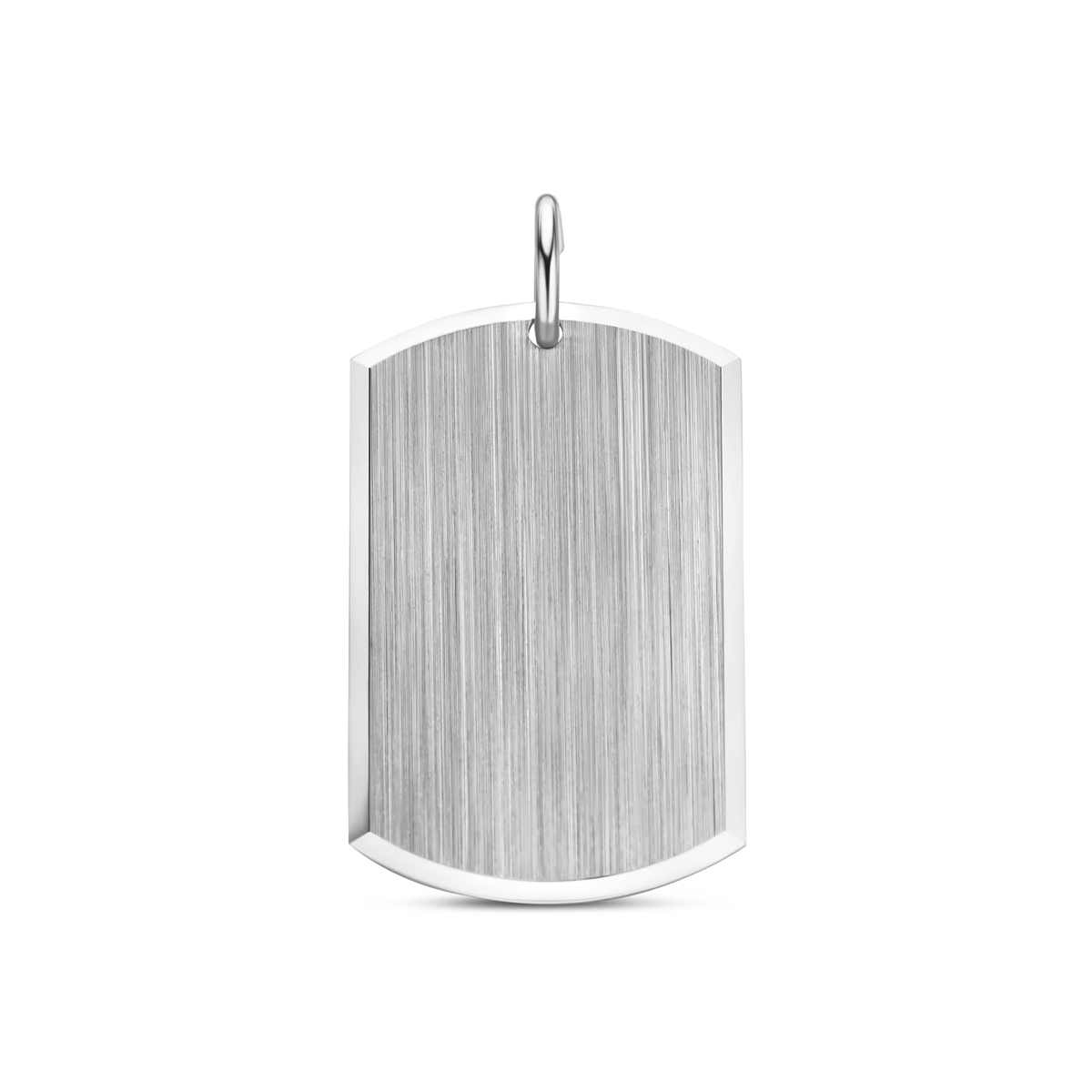 Gerhodineerd 925 zilveren graveerhanger met een totale hoogte van 30mm. Het graveerplaatje heeft een afmeting van 25x16mm.