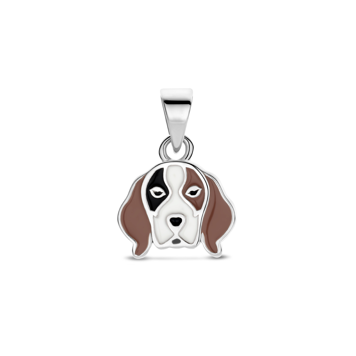 Gerhodineerd 925 zilveren hanger uitgevoerd in de vorm van een hond. De hanger heeft een totale hoogte van 14mm.