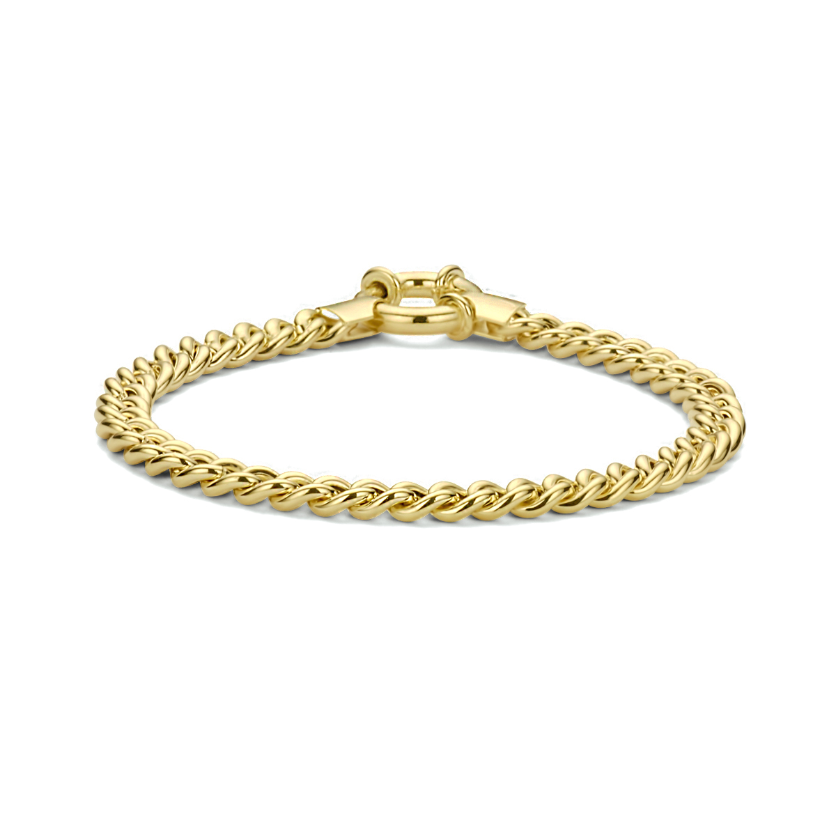 Verguld op 925 zilveren armband uitgevoerd met een veerslot en een schakelbreedte van 5.8mm. Geen garantie op plating.