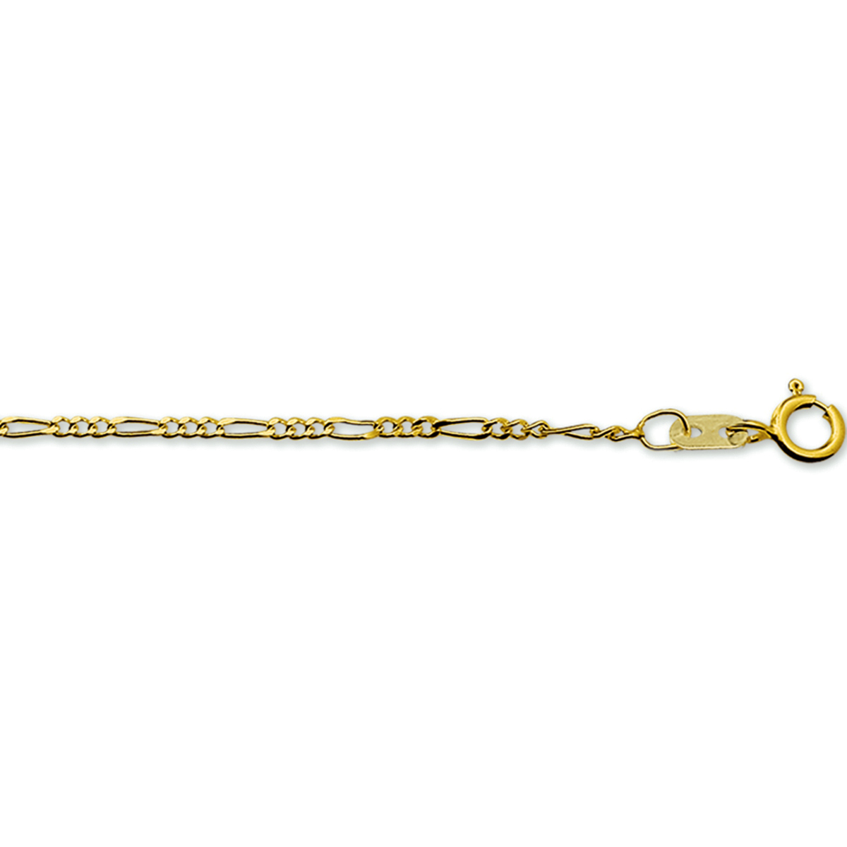 Gouden figaro collier 45cm. met veeroog
Breedte: 1.6