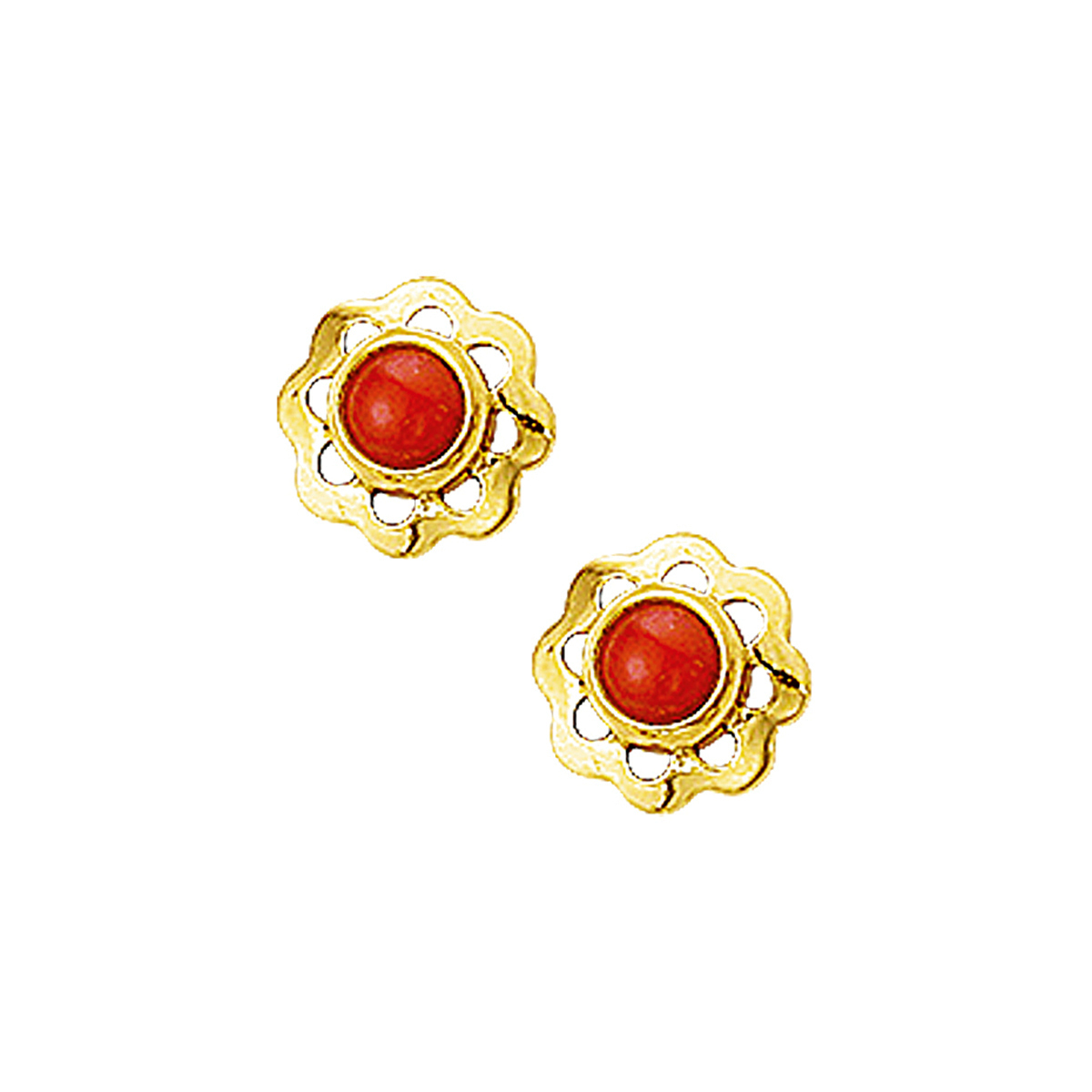 oorknoppen koraal 14K geelgoud