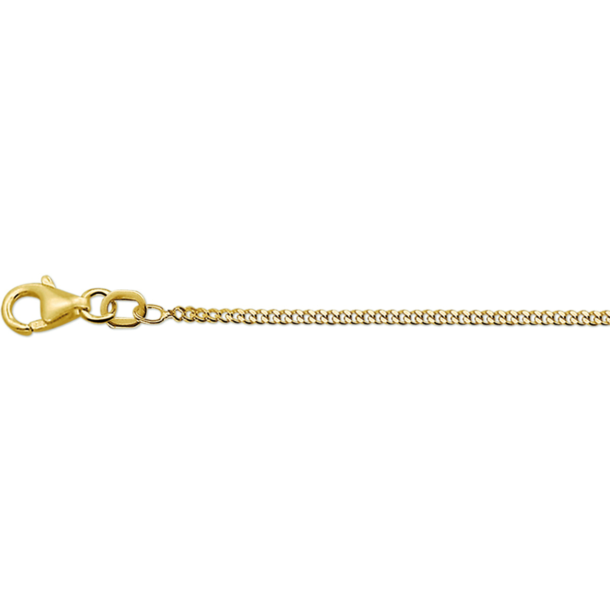 Geelgouden collier met gourmet schakel. 
Breedte: 1.6 mm
Langste lengte: 50 mm