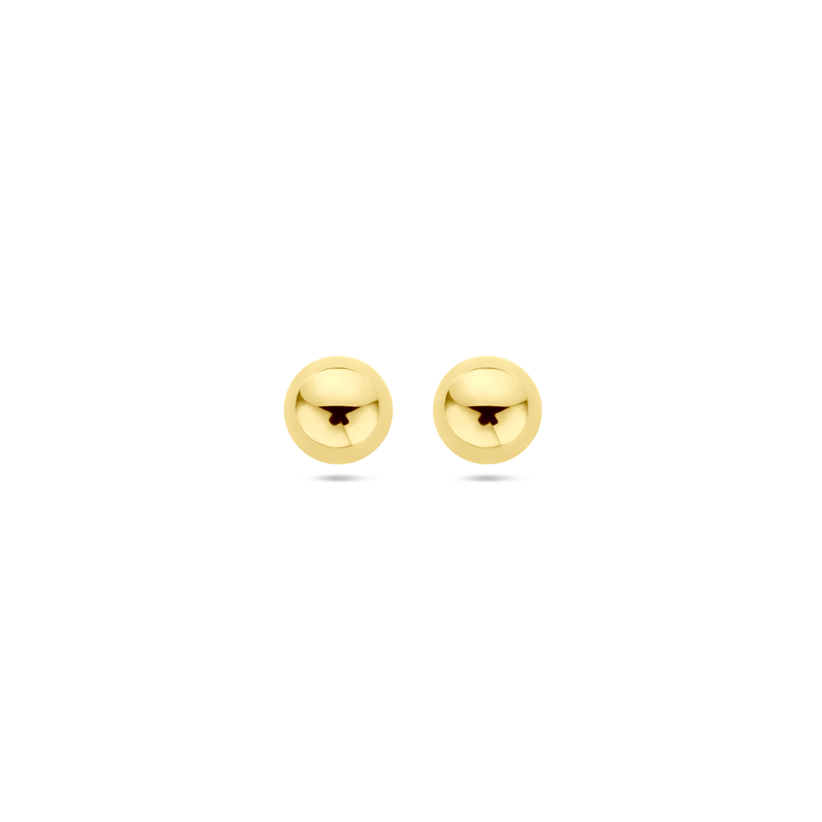 Geelgouden oorknoppen in de vorm van een bolletje. De oorknoppen zijn ook verkrijgbaar in het witgoud.