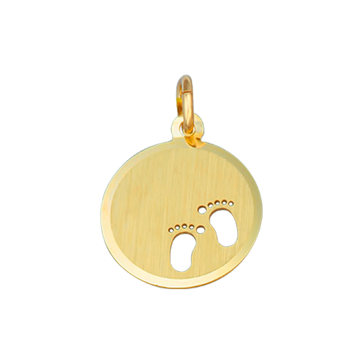 Geelgouden graveerhanger met baby voetjes. 4015728