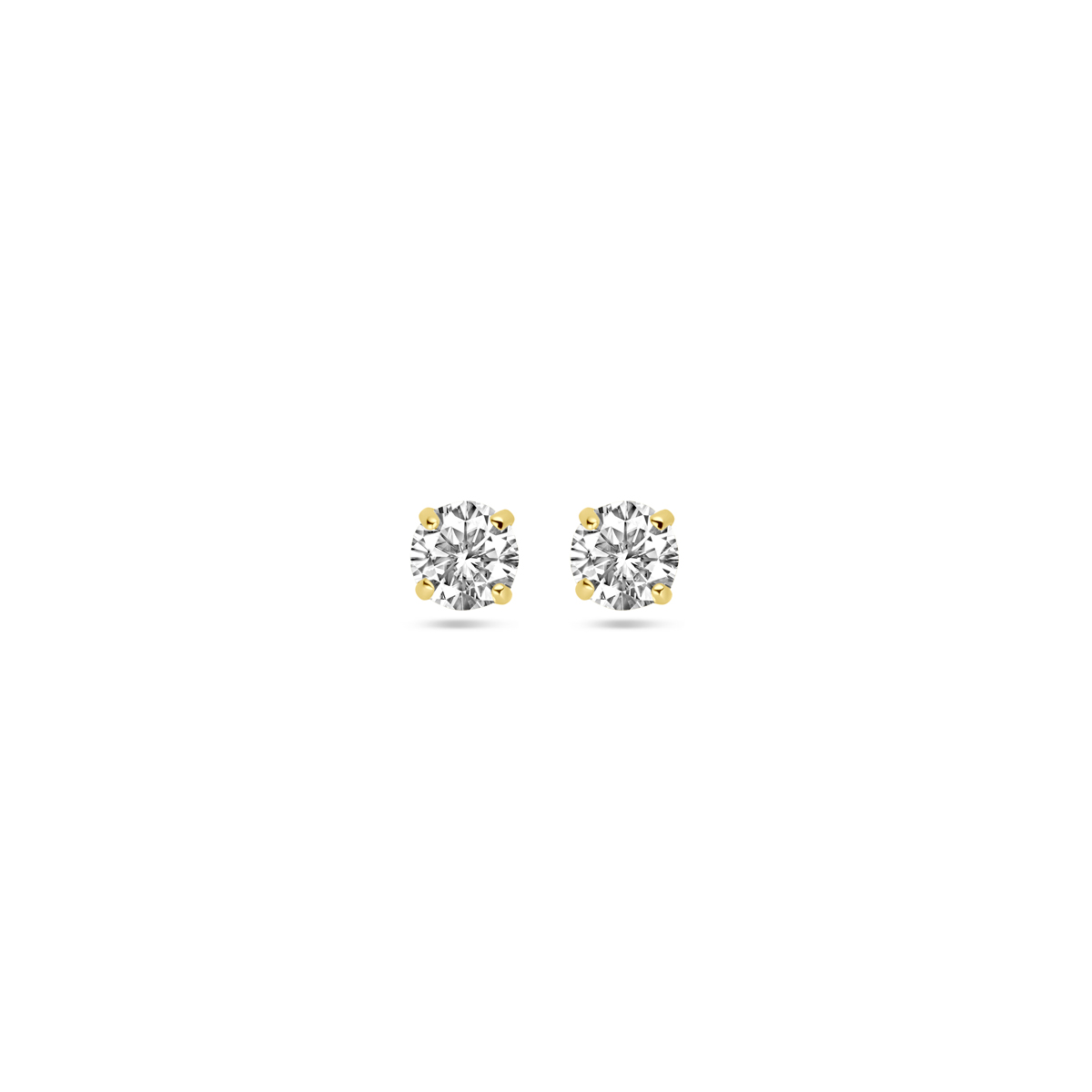 14 krt gouden oorstekers zirkonia 3mm in chatonzetting, 4017685