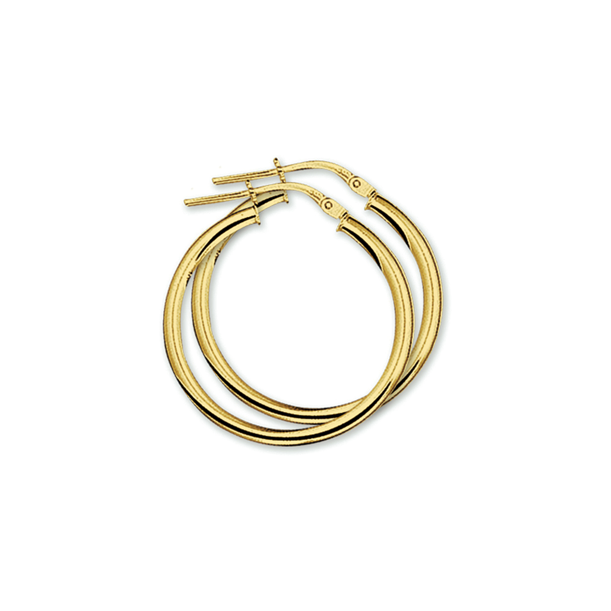 Geelgouden oorringen met een ronde buis en een hefboom-sluiting.