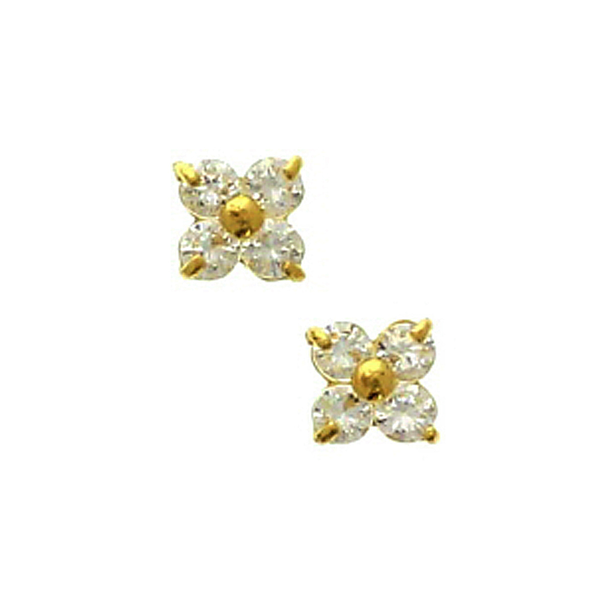 14k Geelgouden oorknoppen uitgevoerd in de vorm van een bloem met zirkonia.&nbsp;De oorknoppen hebben een afmeting van 3,5x3,5mm.