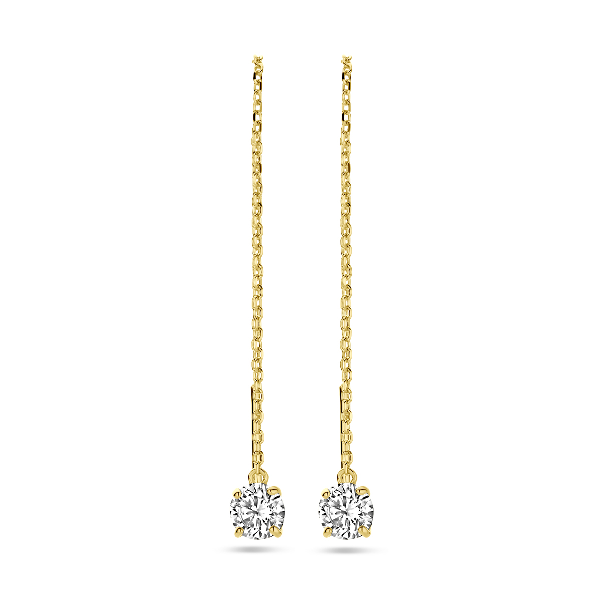 Huiscollectie - 14kt geelgouden doortrek oorsieraden met zirconia - 4019280