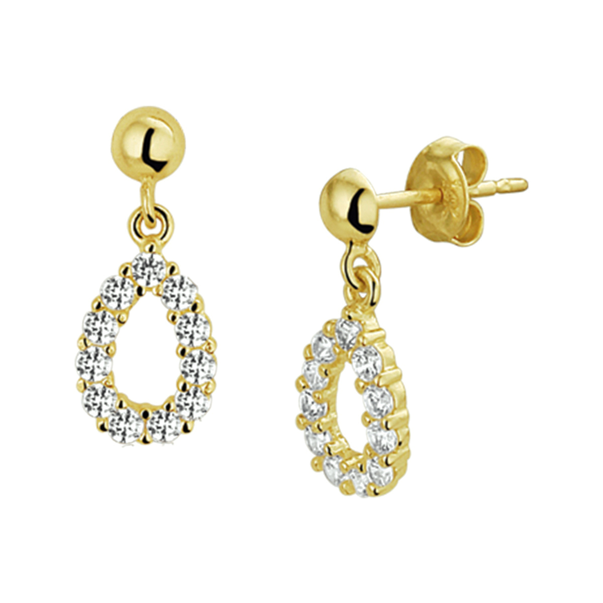 Product: Geelgoud oorhangers met zirkonia, modelnummer 4019307
Kenmerken: Deze mooie stud oorbellen zijn gemaakt van goud en bezet met zirkonia. Ze hebben een glanzende afwerking en zijn goudkleurig. Met een gewicht van 0.8 gram en een breedte van 6 mm zijn ze elegant en subtiel.

Draagtip: Perfect voor zowel dagelijkse elegantie als speciale gelegenheden. Combineer ze met een gouden ketting voor een complete look.