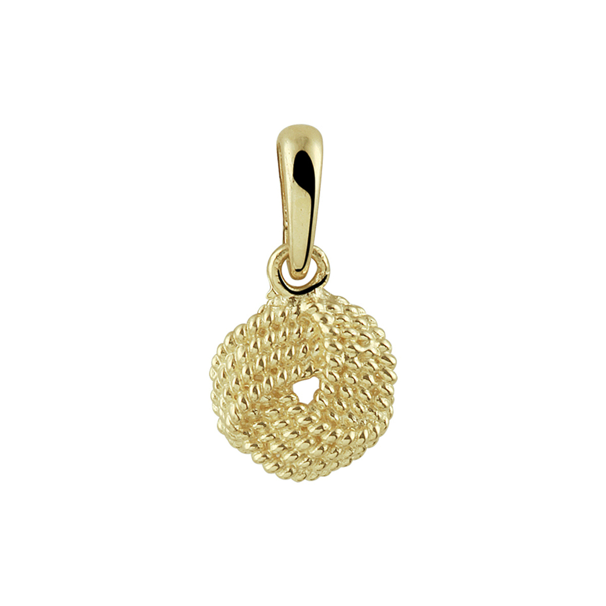 Een goede garderobe begint bij de basis en hetzelfde geldt voor een tijdloze sieradencollectie! De verfijnde lijnen in knoop-vorm geven deze hanger een speelse look. Details: Geelgouden hanger met een knoop. De hanger is goed te combineren met bijpassende sieraden uit onze collectie.