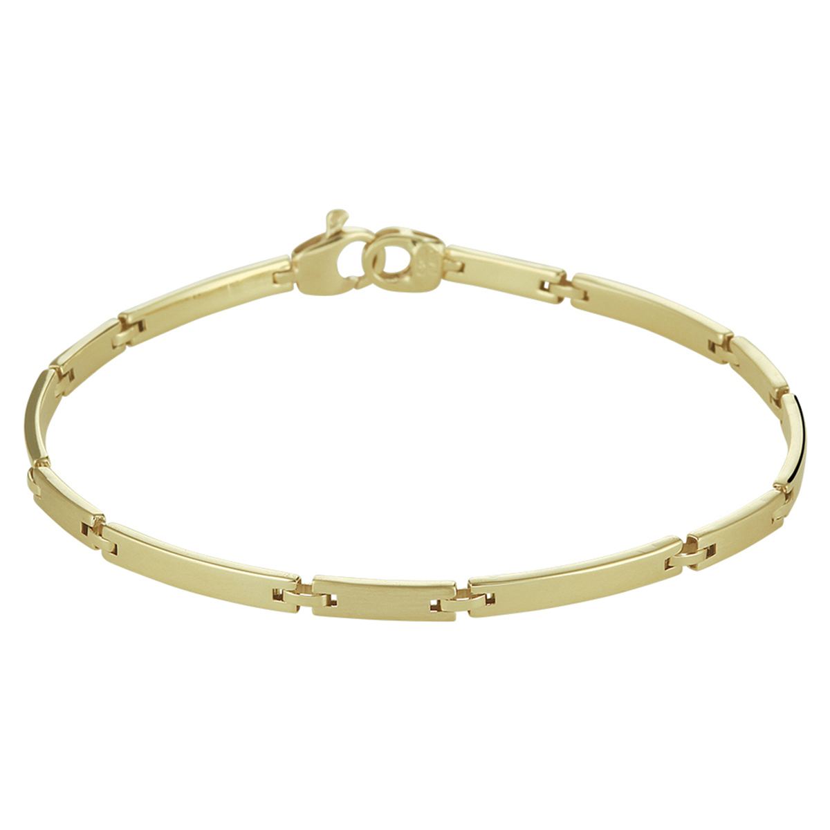 14k Geelgouden armband uitgevoerd met een stevige karabijn sluiting. De armband heeft een draaglengte van 19.5cm en is poli/mat afgewerkt. De schakelbreedte is 3.0mm.