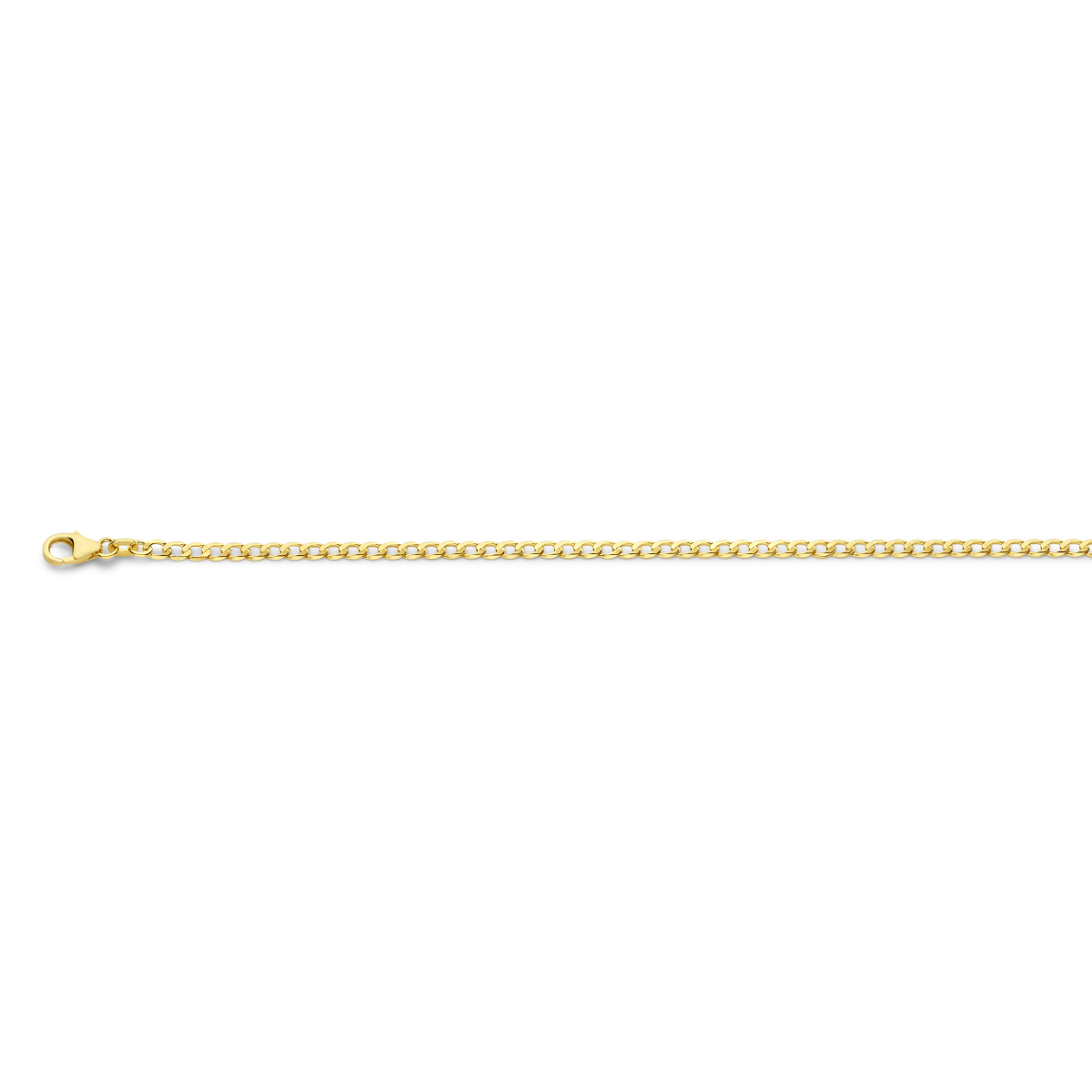 14k Geelgouden collier met een gourmette schakel van 2.6mm en een karabijn sluiting.