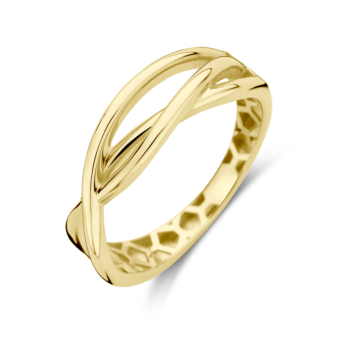 14k Geelgouden ring met een breedte van 6mm.