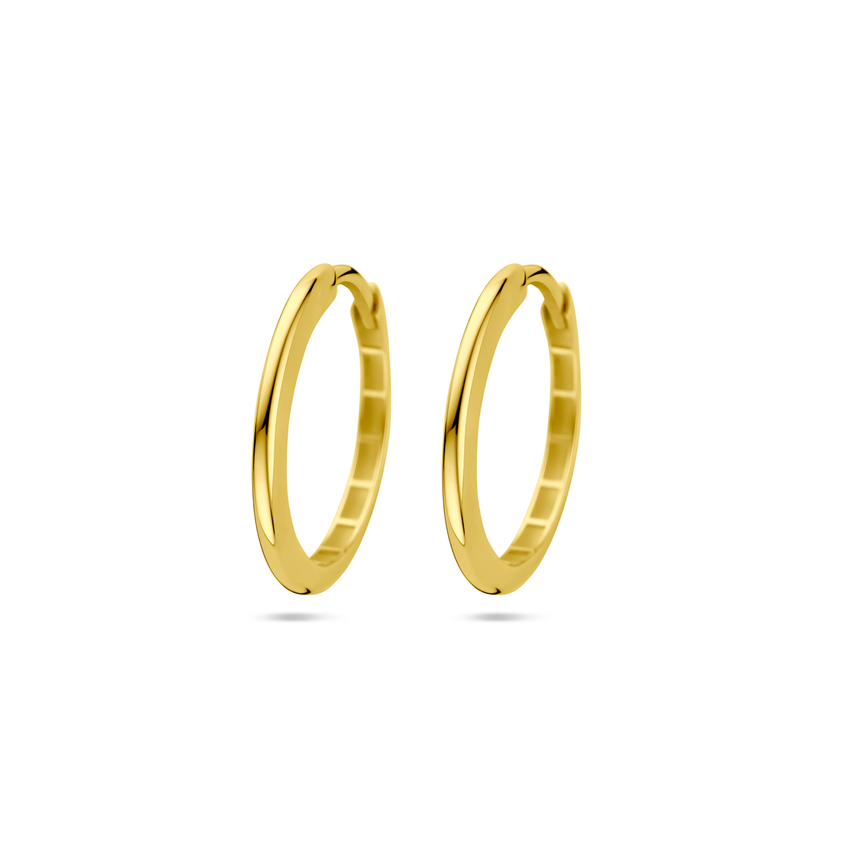 14k Geelgouden klapoorringen met een breedte van 2mm.