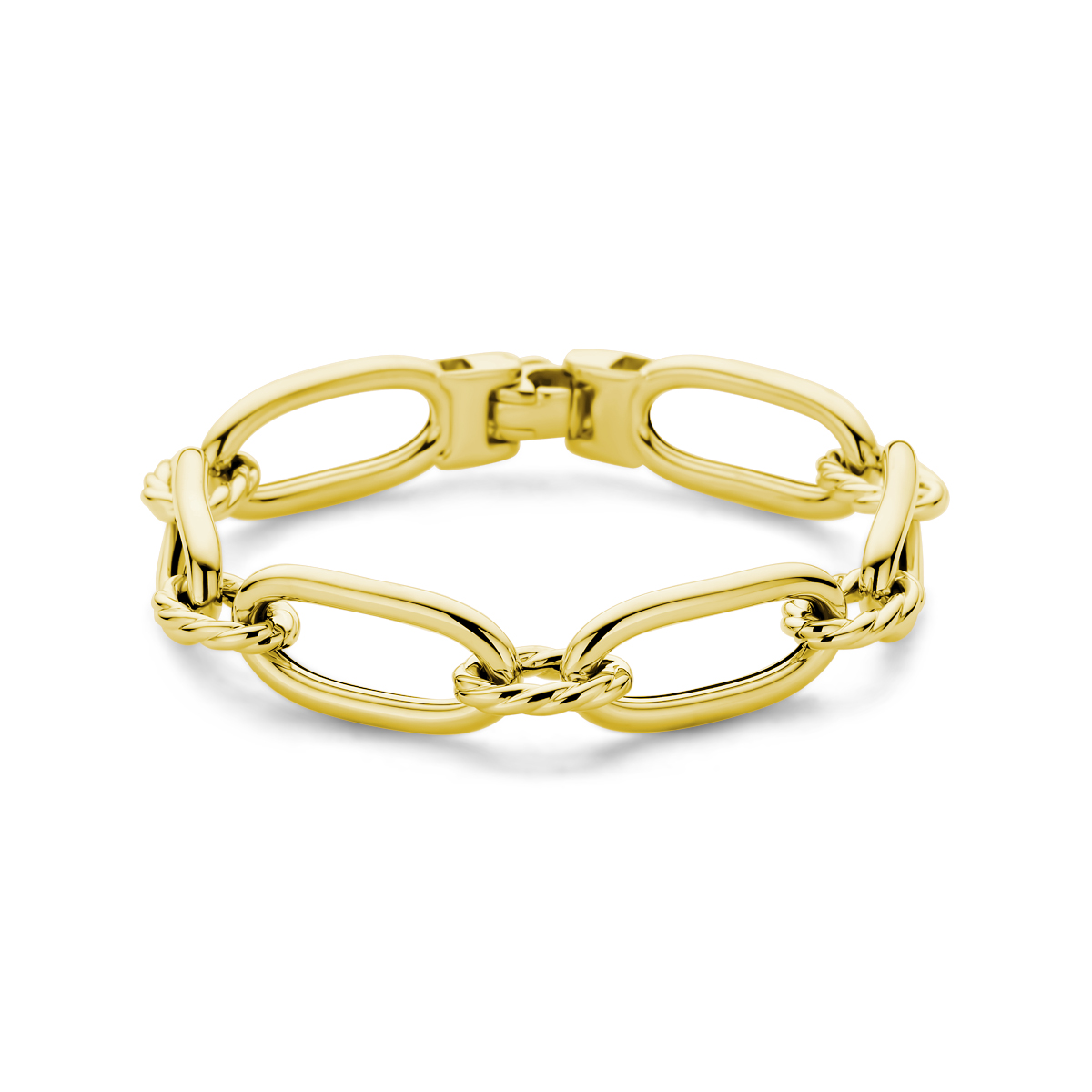 14k Geelgouden armband met een draaglengte van 19cm en schakelbreedte van 12.5mm.