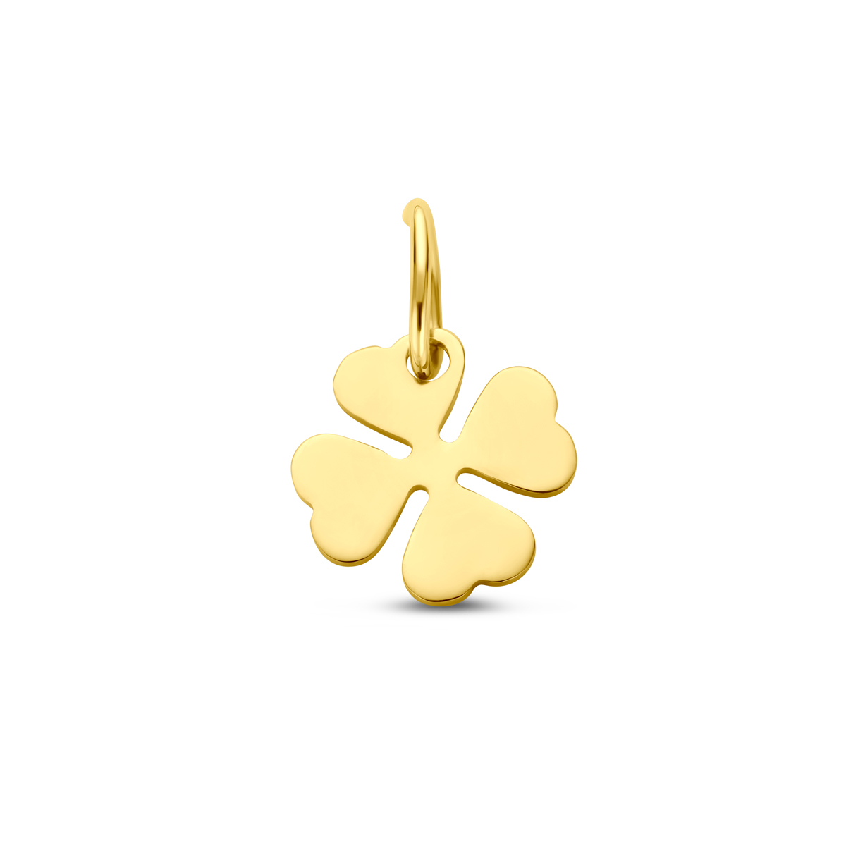 14k Geelgouden hanger in de vorm van een klaver.