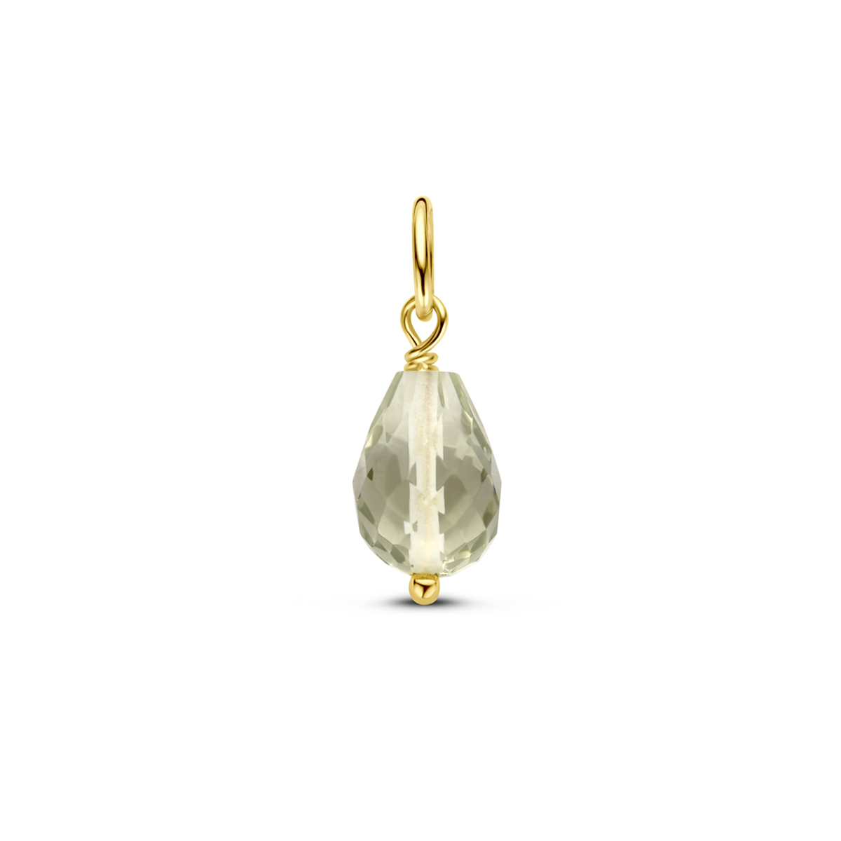 14k Geelgouden hanger uitgevoerd met amethist. De hanger heeft een totale hoogte van 15mm.