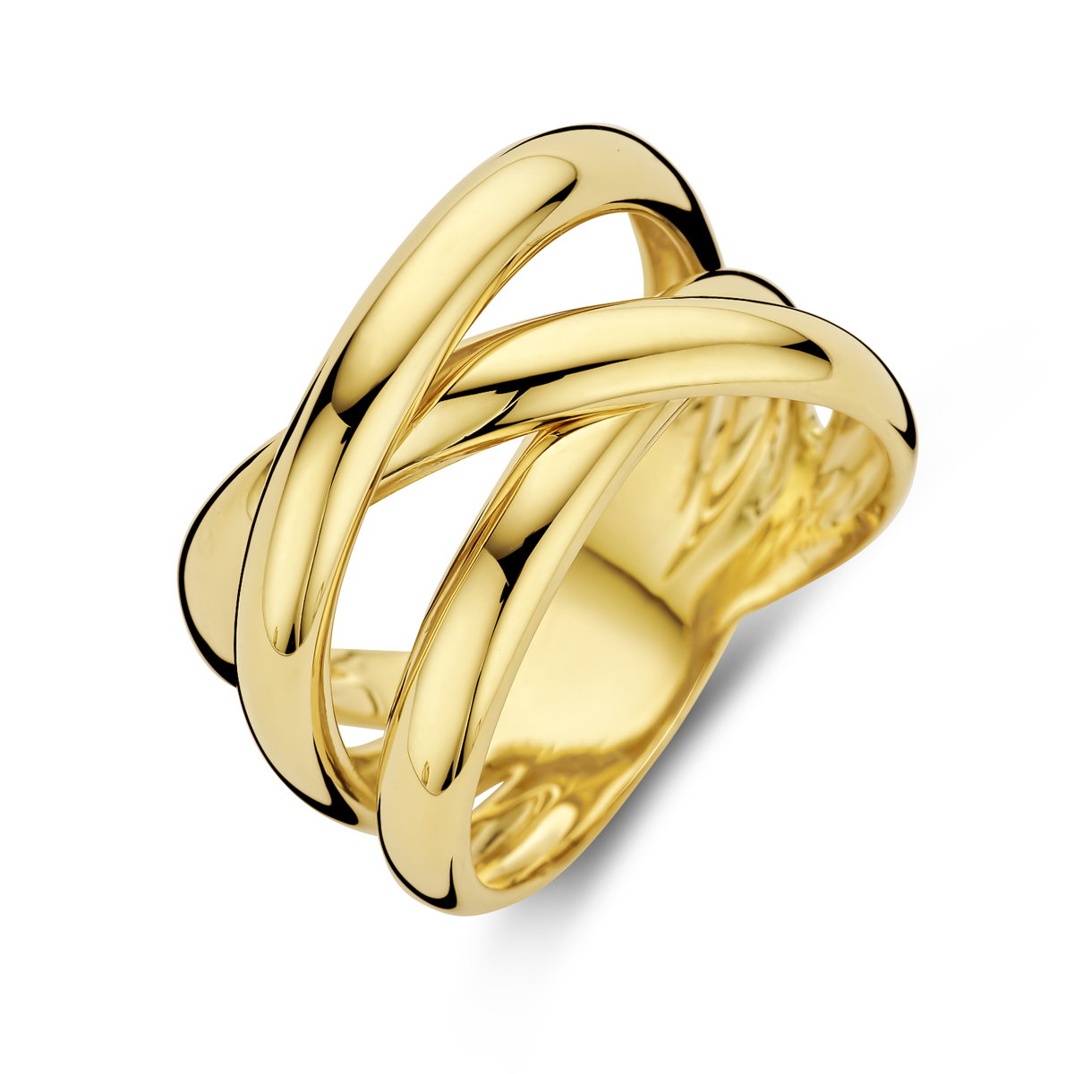 14k Geelgouden ring met een breedte van 12mm.