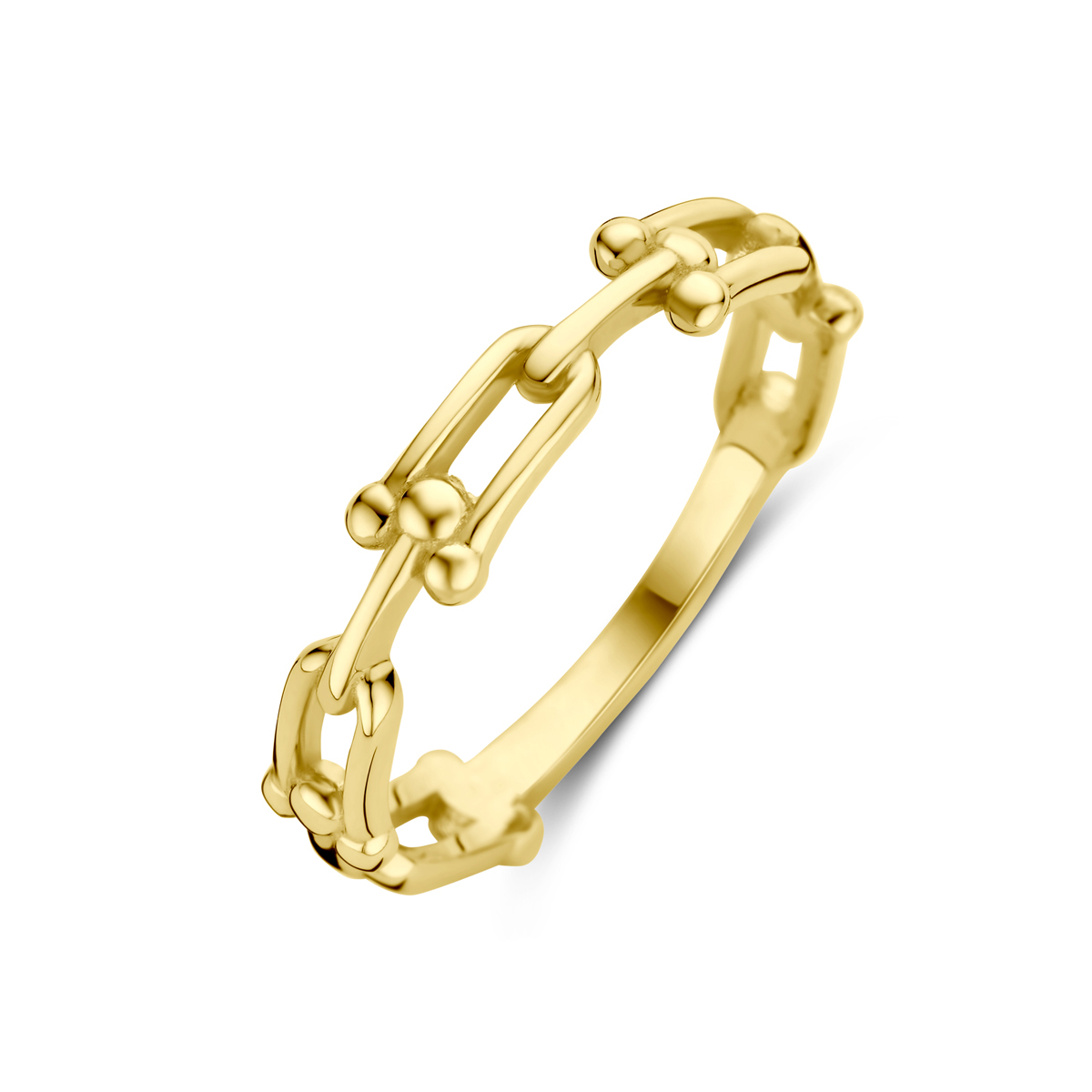 14k Geelgouden ring met een breedte van 4mm.