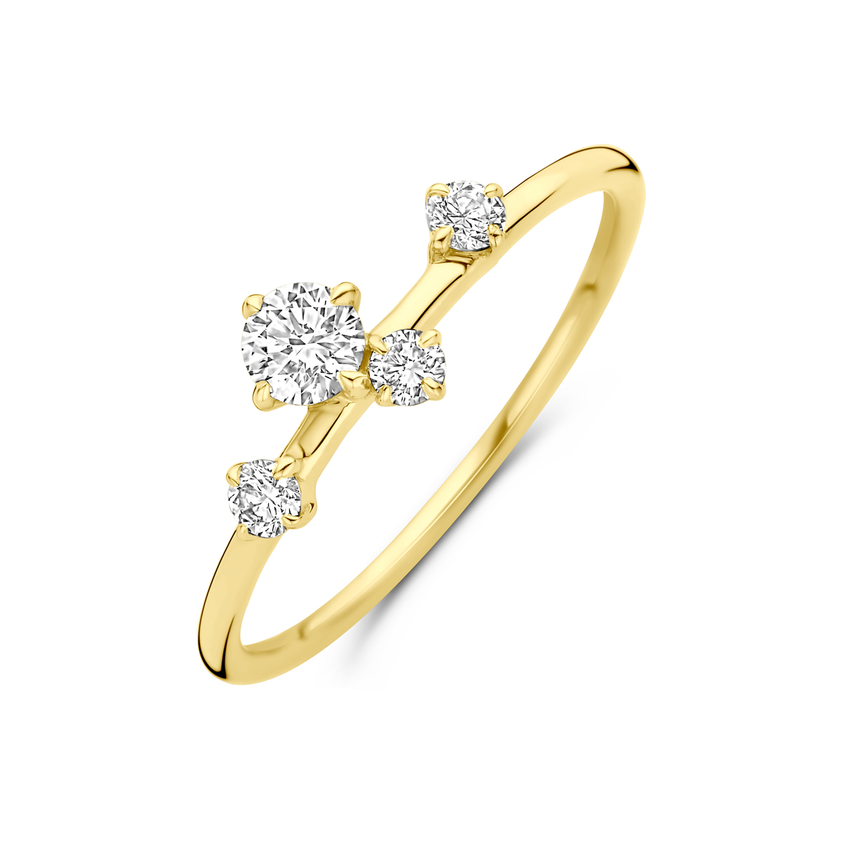 14k Geelgouden ring uitgevoerd met lab grown diamant. De ring heeft een breedte van 6.5mm. Het totale diamantgewicht is 0.33ct. Lab grown diamanten zijn diamanten die ontstaan in een laboratorium. Onder extreem hoge druk en temperatuur wordt het natuurlijk ontstaansproces nagebootst met als eindresultaat een diamant met dezelfde chemische eigenschappen maar met een andere oorsprong.