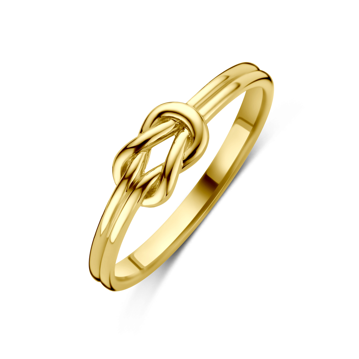 14k Geelgouden ring met een breedte van 5mm.