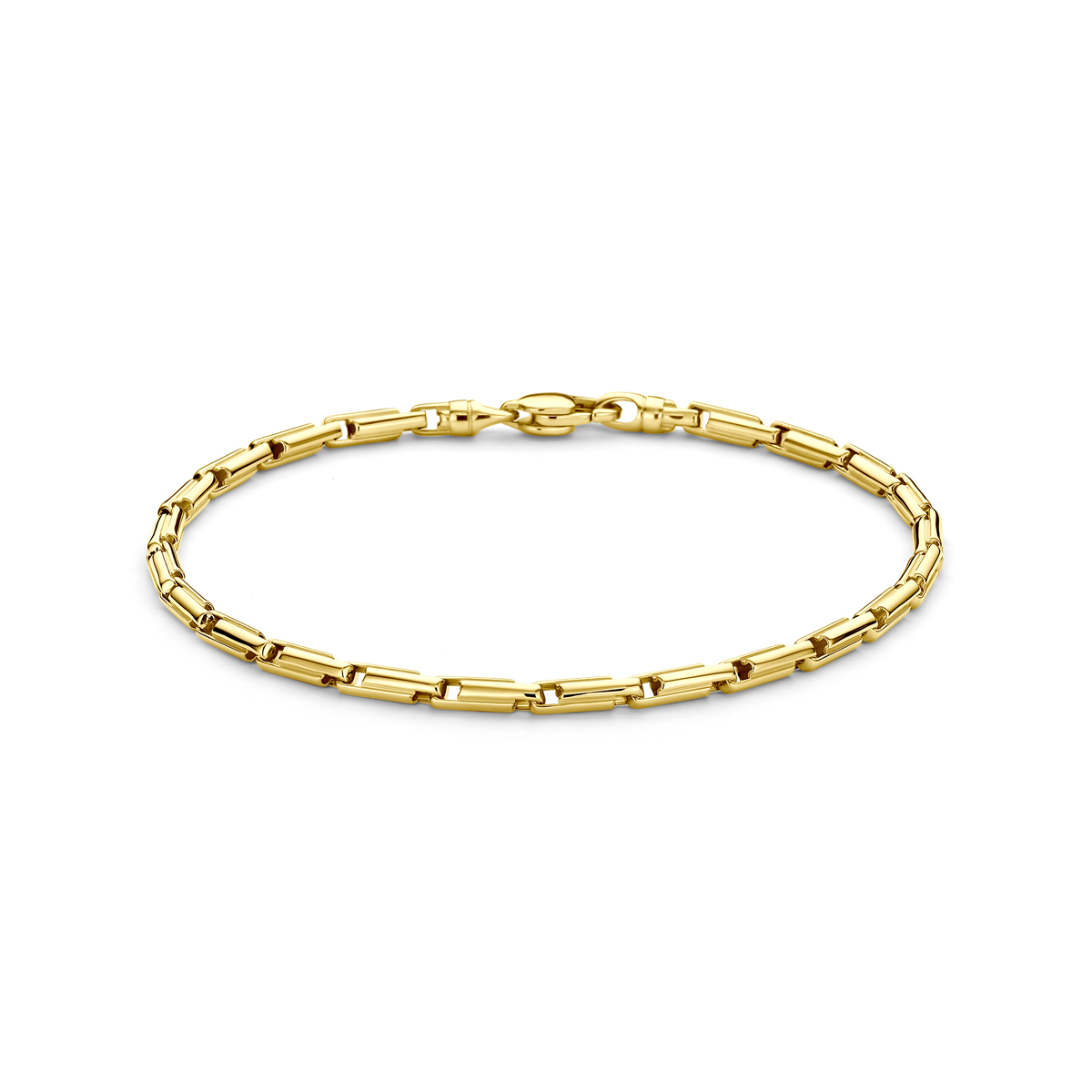 De Geelgouden Armband met modelnummer 4034352 is een elegante armband van 21 cm, gemaakt van glanzend goud. Met een breedte van 3 mm en een gewicht van 6,1 gram, voegt het subtiele luxe toe aan elke outfit. Draag deze prachtige armband afzonderlijk of combineer met andere sieraden voor een verfijnde look. Perfect voor dagelijks gebruik of speciale gelegenheden.