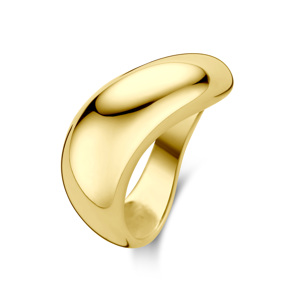 14k Geelgouden ring met een breedte van 8mm.