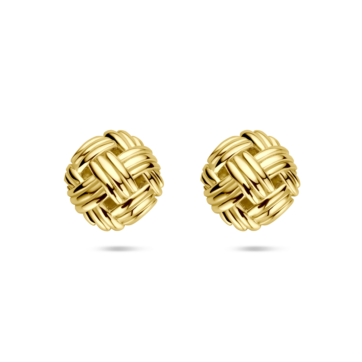 14k Geelgouden oorknoppen met een diameter van 12mm.