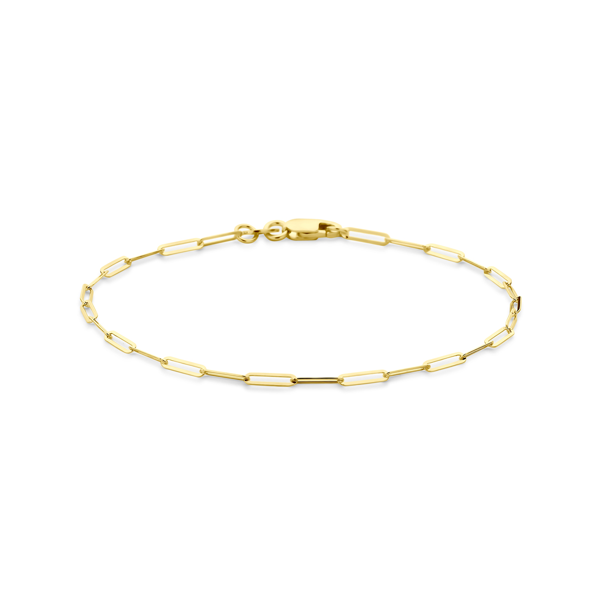 14k Geelgouden armband met een schakelbreedte van 1.8mm. De armband heeft een draaglengte van 1.8mm en is uitgevoerd met karabijnsluiting.