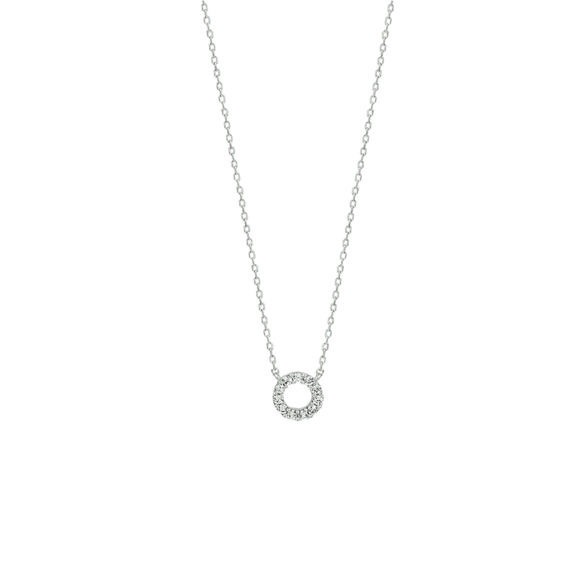 Witgouden collier met zirkonia. De lengte bedraagt 40cm met 3 extensie-ogen.
Doelgroep: dames
Breedte: 0.8 mm
Kortste lengte: 40 cm
Langste lengte: 43 cm
Hoogte: 6.5 mm
Zetting: entourage (rijzetting)