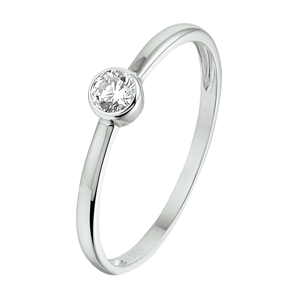Witgouden ring met zirkonia.