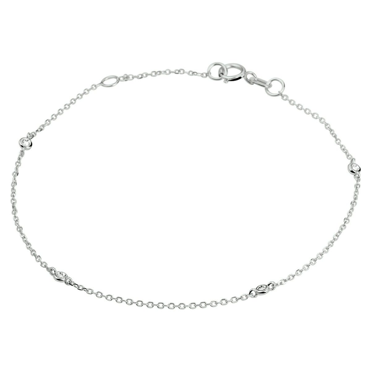 14k Witgouden anker armband uitgevoerd met schitterende diamanten. De armband heeft een karabijn sluiting en draaglengtes van 16.5 en 18cm. De schakelbreedte is 1.0mm.