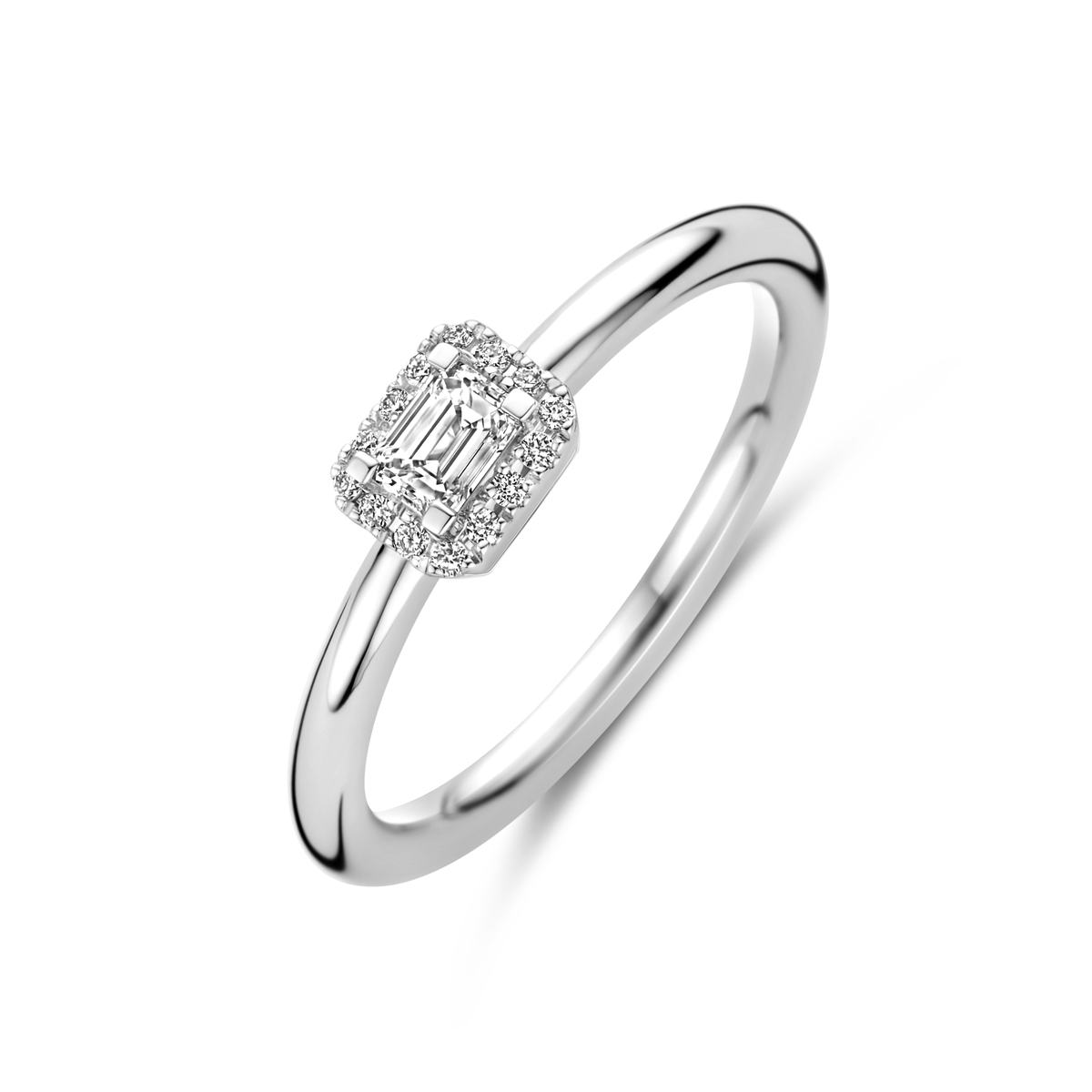 14k Geelgouden ring uitgevoerd met diamant. De ring heeft een breedte van 5mm. Het totale diamantgewicht is 0.29ct.