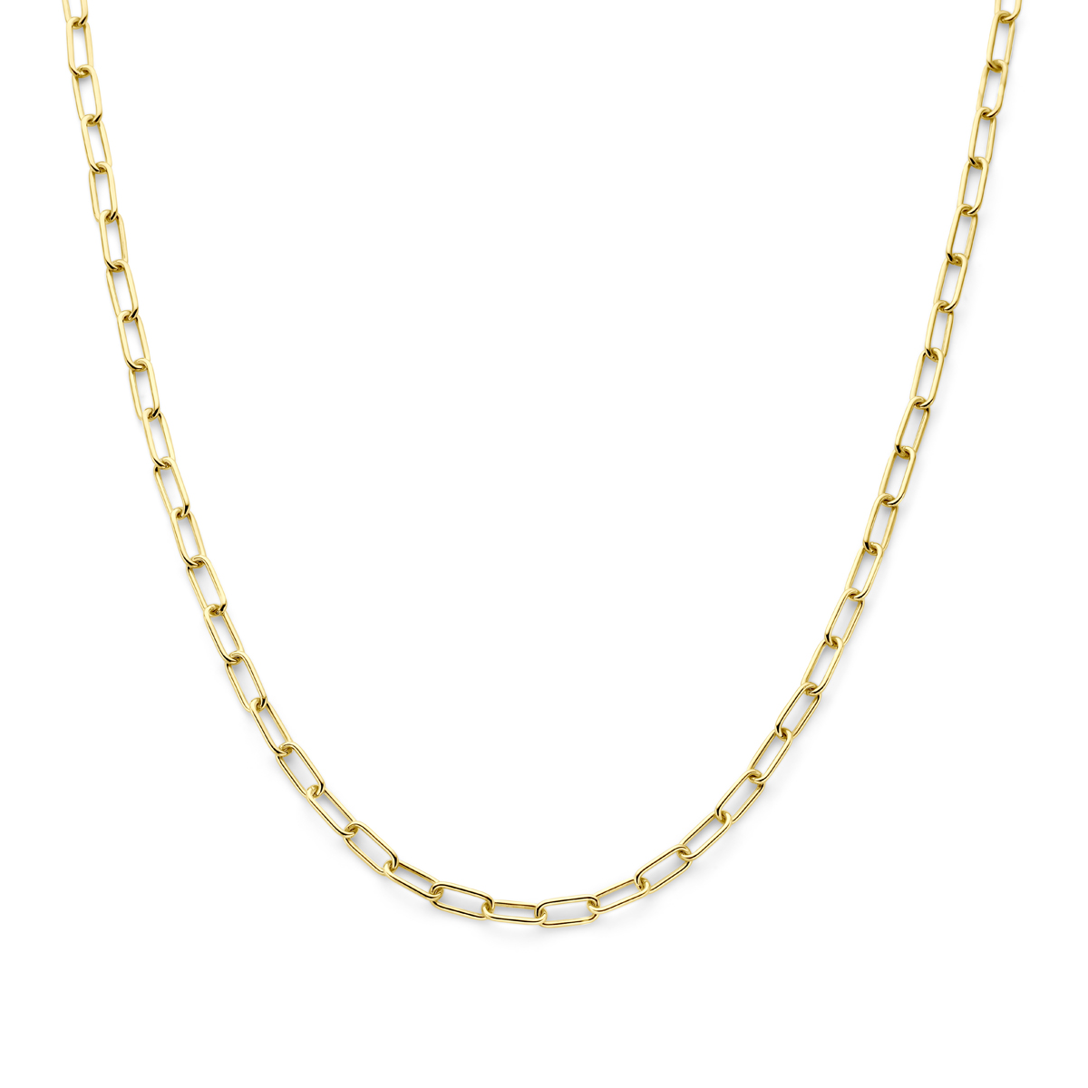 14k Geelgouden collier met een kern van 925 zilver. Het collier heeft een schakelbreedte van 4,7mm en een draaglengte van 45cm. Uitgevoerd met karabijnsluiting.