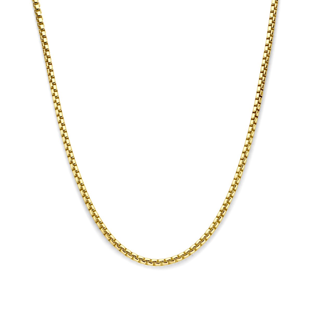 14k Geelgouden collier met een kern van 925 zilver. Het collier heeft een schakelbreedte van 4,3mm en een draaglengte van 45cm. Uitgevoerd met karabijnsluiting.