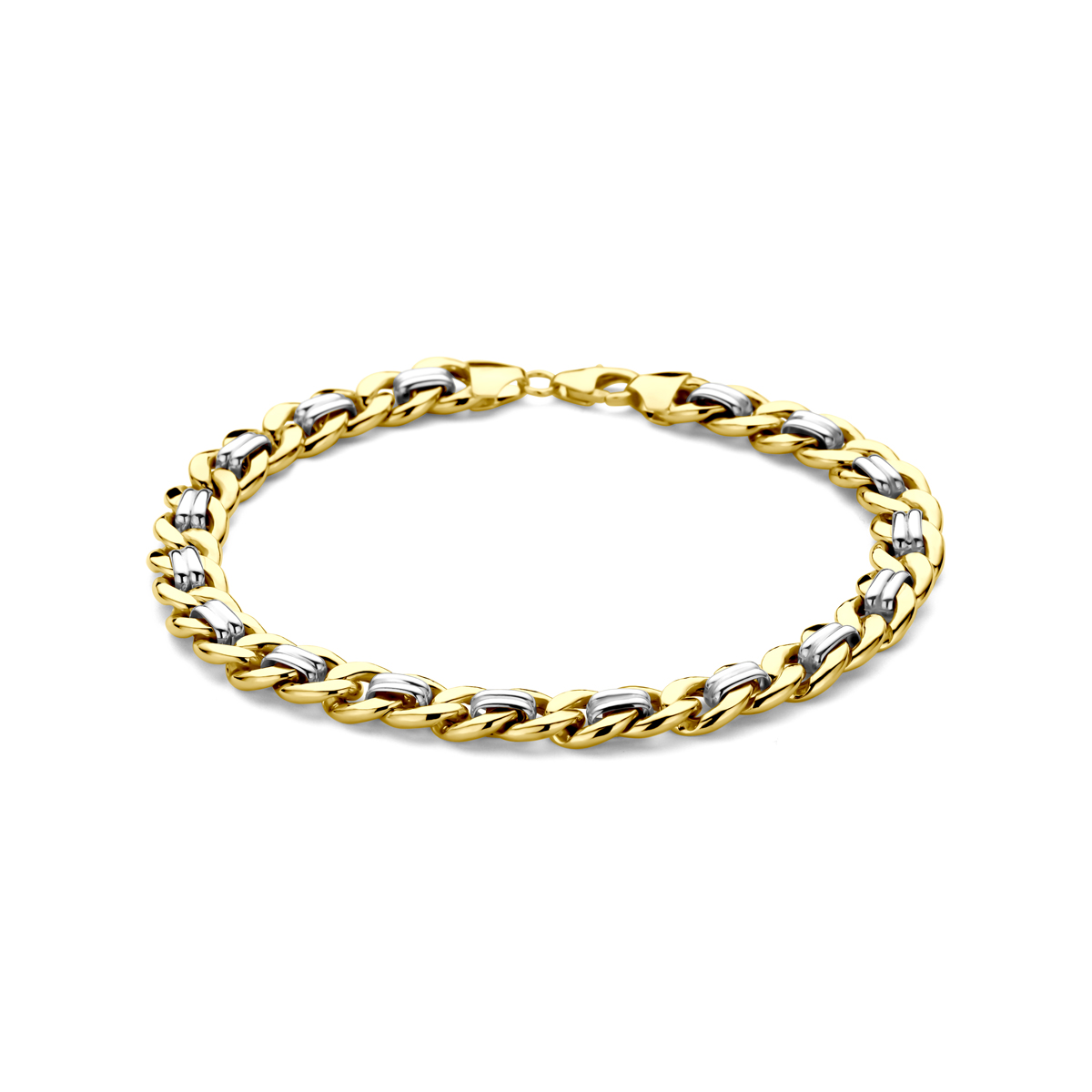 gouden Solgold armband met zilveren kern, bicolor Silgold 8mm 19cm