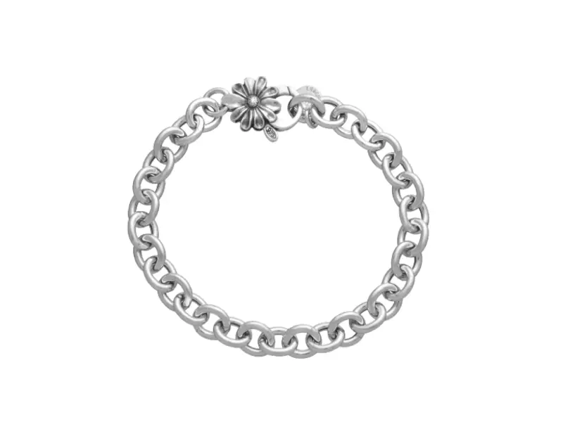 Sterling zilveren armband met sluiting in vorm van een madelief