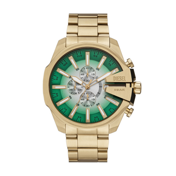 Diesel quarts heren pols horloge staal met stalen band uit de Mega Chief collectie. 10 ATM waterdicht.