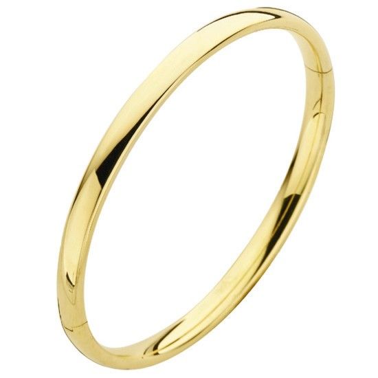 FJORY Bangle 40-A356306 Ovaal geelgoud met zilveren kern. Breed 6mm en diamater 63mm voor de iets bredere pols.