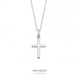 Auciellehanger wit goud 18k kruisje