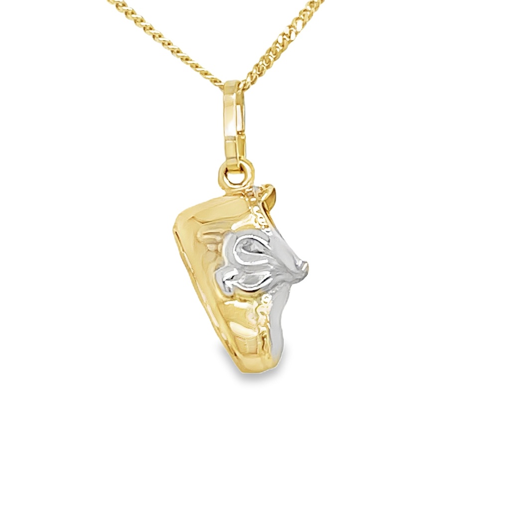 Bicolor gouden hanger babyschoen