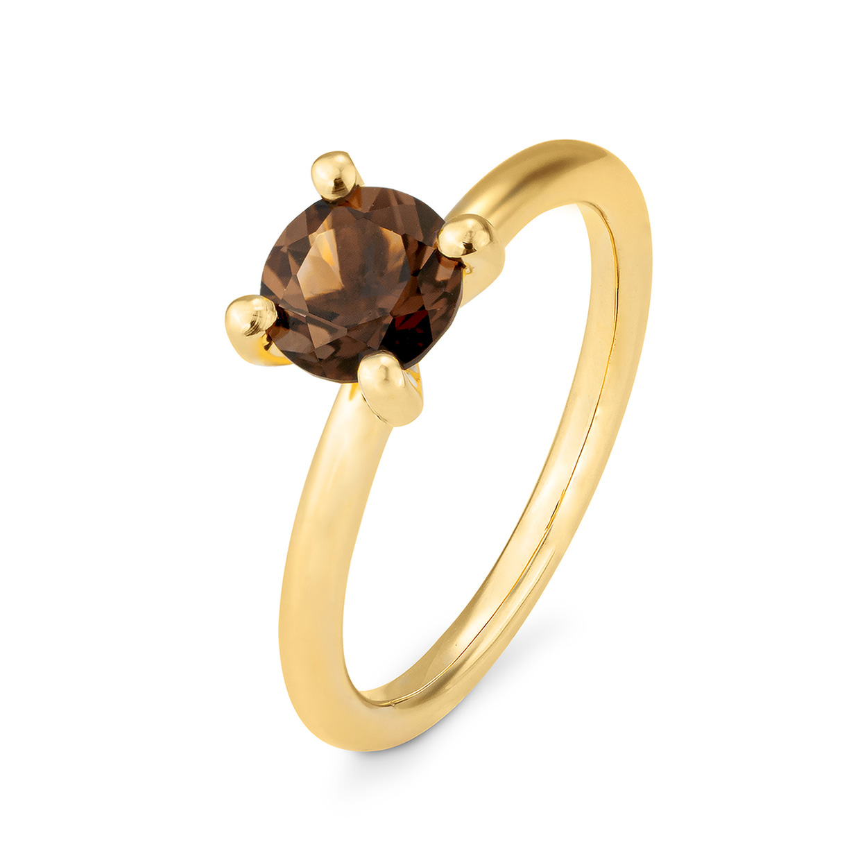 14 kt geelgouwen ring met een mooie rookkwarts steen.