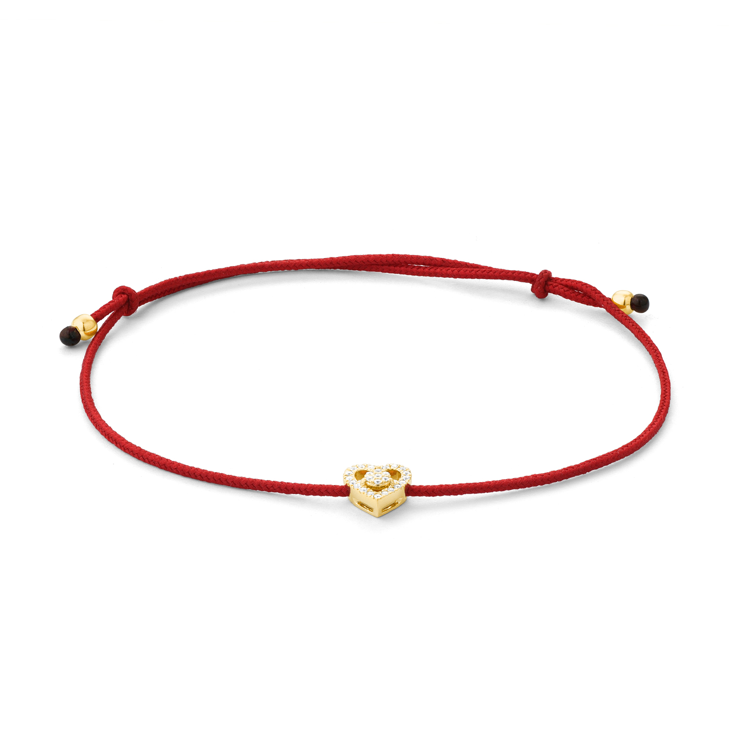 Koord armband met gouden hart briljant 0.08ct g/hsi b31rh035gyn05