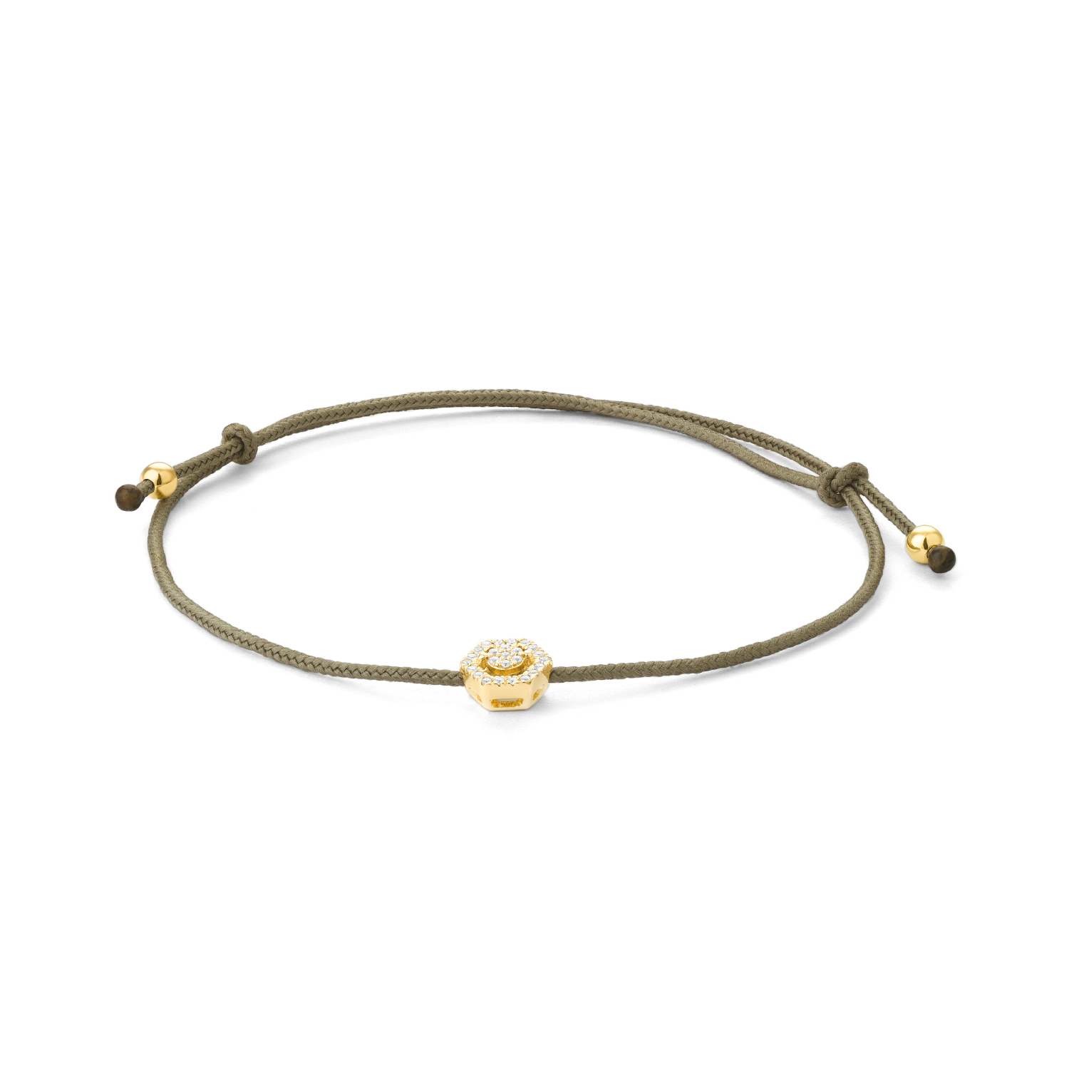 Koord armband Gouden 6 hoek met briljant gh/si 0.08ct b31gh032gyn05