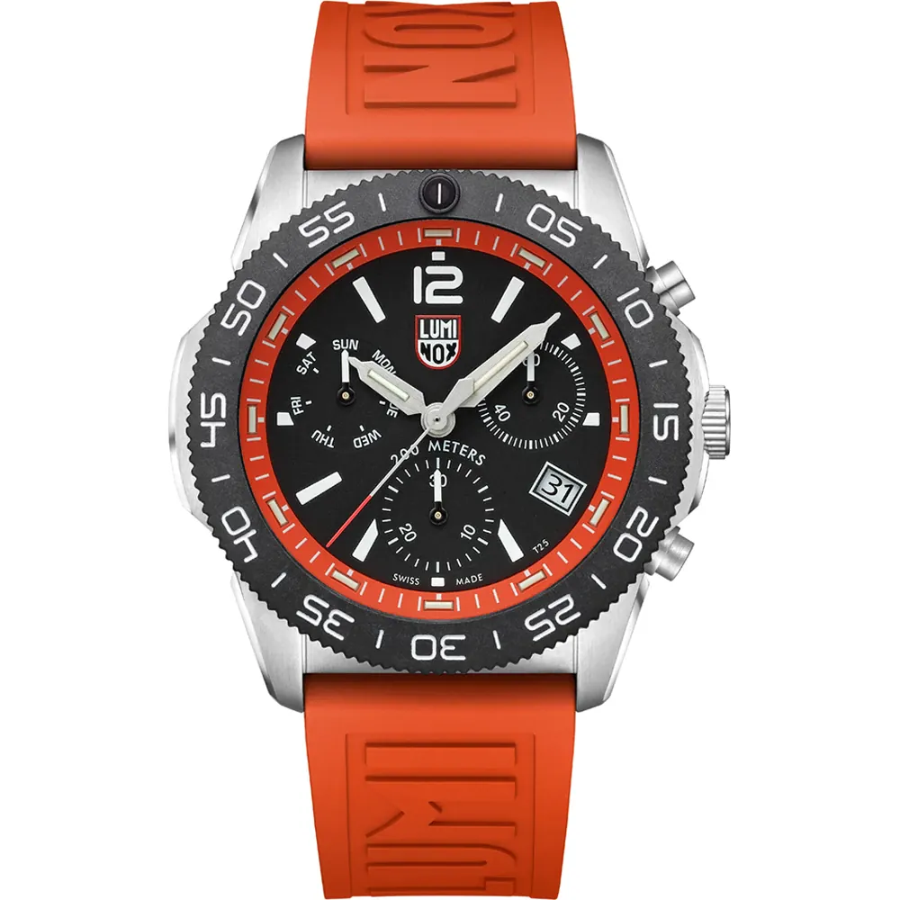 Luminox - Sea Collection. Pacific Diver. Black/Orange. Quartz Chronograaf 200m WR Saffierglas - XS.3149