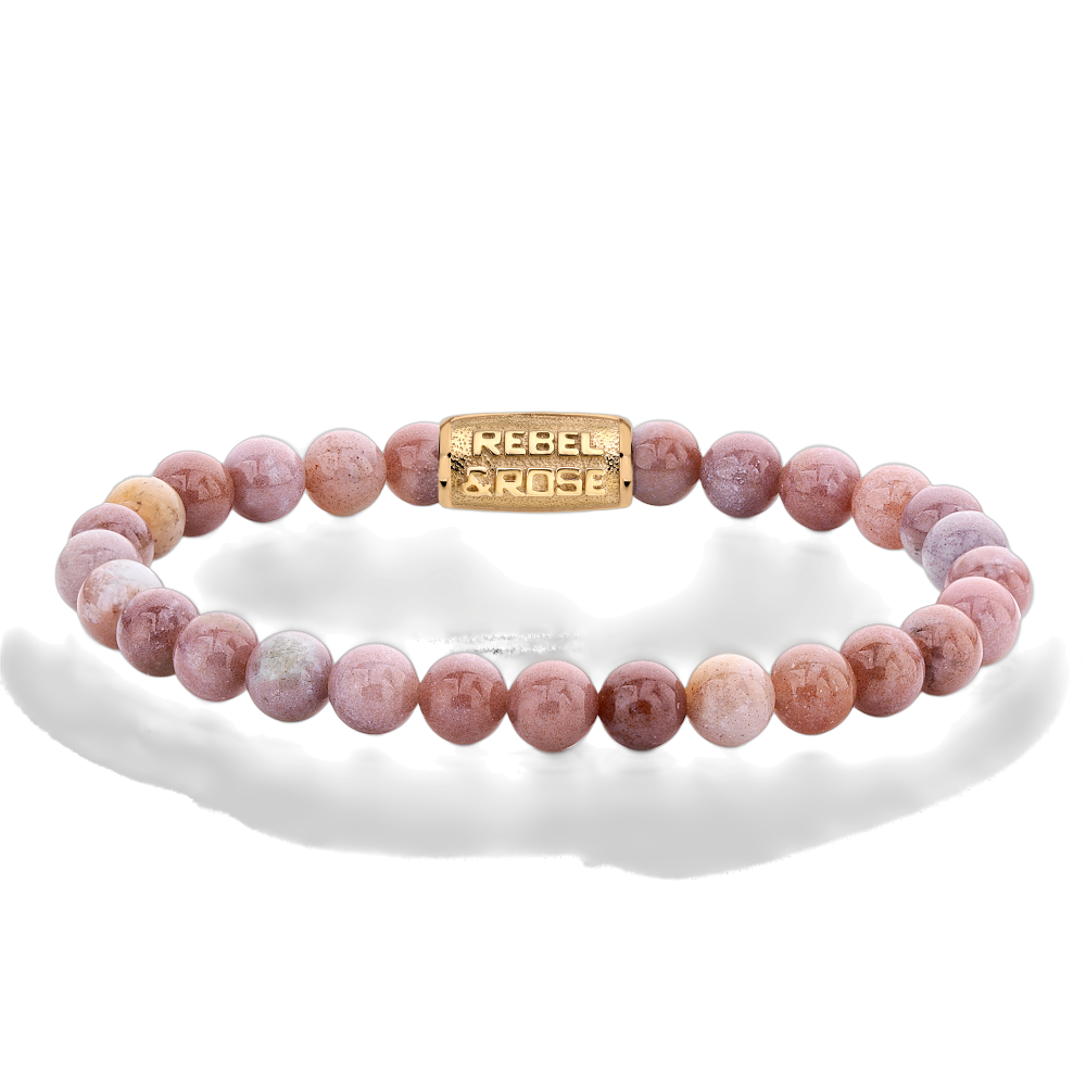 Armband van het merk Rebel & Rose. De armband heeft een hoogwaardige elastische stretch koord, met 6mm van Rhodochrosiet.