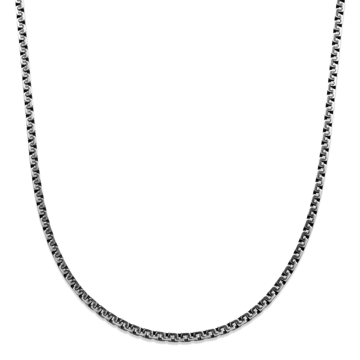 Geoxideerd zilveren herencollier met een schakelbreedte van 3,5mm en een lengte van 50cm. Uitgevoerd met karabijnsluiting.